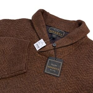 Jos A Bank Reserve Mens XXL Brown Wool Blend Shawl Collar Chevron Sweater NWT